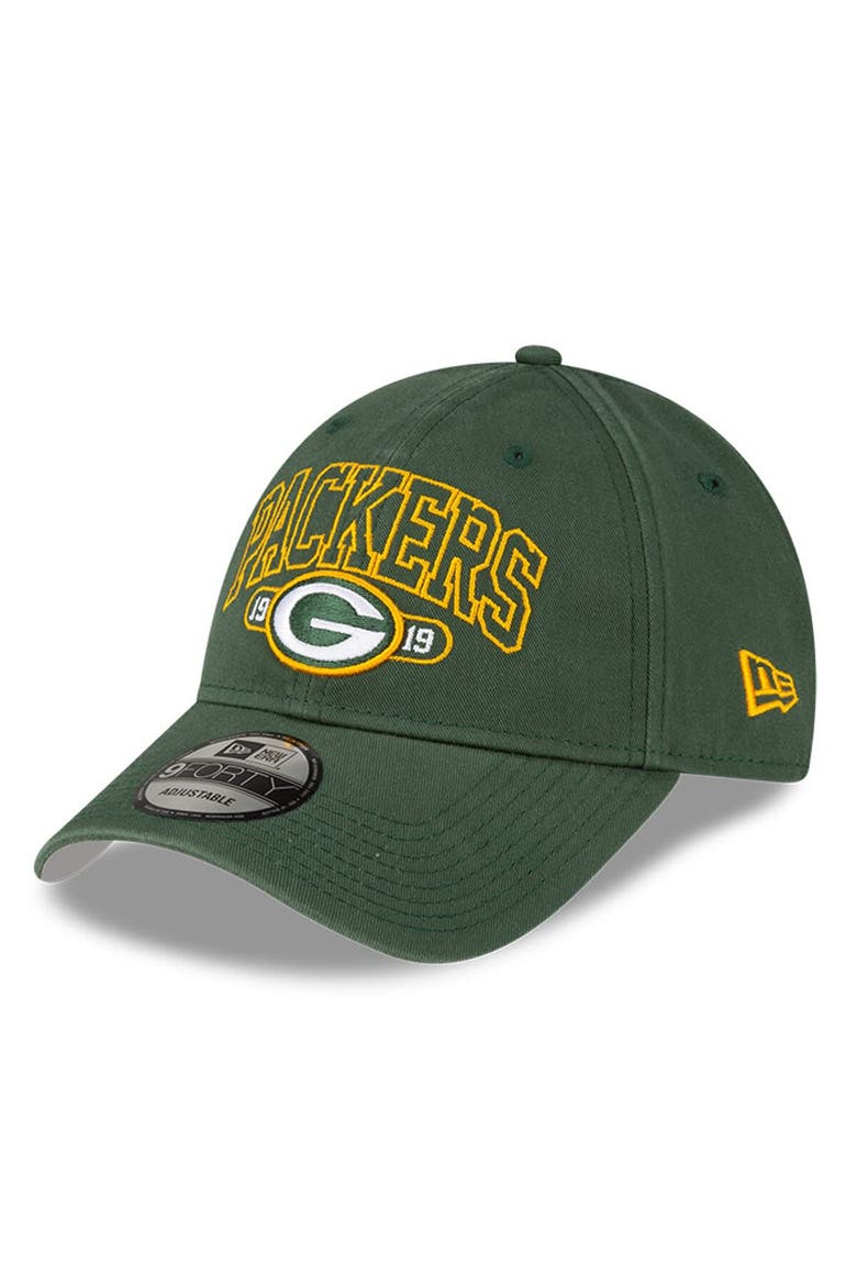 Men's New Era Green Green Bay Packers Outline 9FORTY Snapback Hat, Main, color, Green