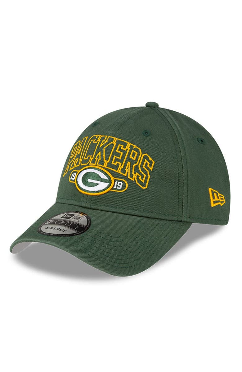 New Era Men's New Era Green Green Bay Packers Outline 9FORTY Snapback Hat, Main, color, 