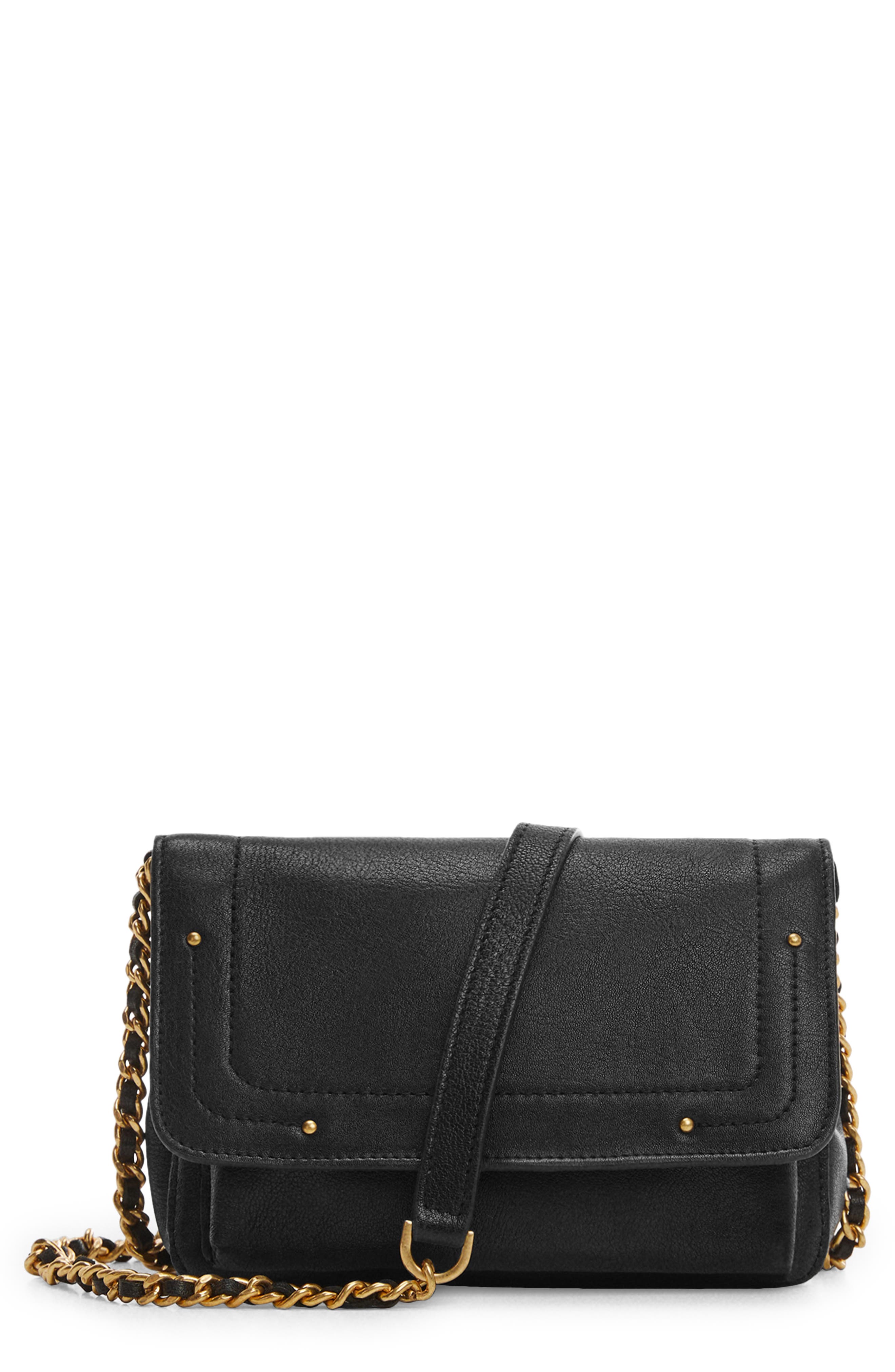 MANGO Leather Crossbody Bag, Main, color, 