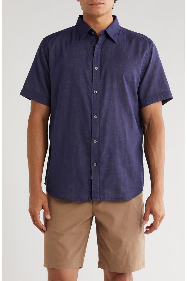 Encinitas Solid Short Sleeve Shirt, Main, color, NAVY