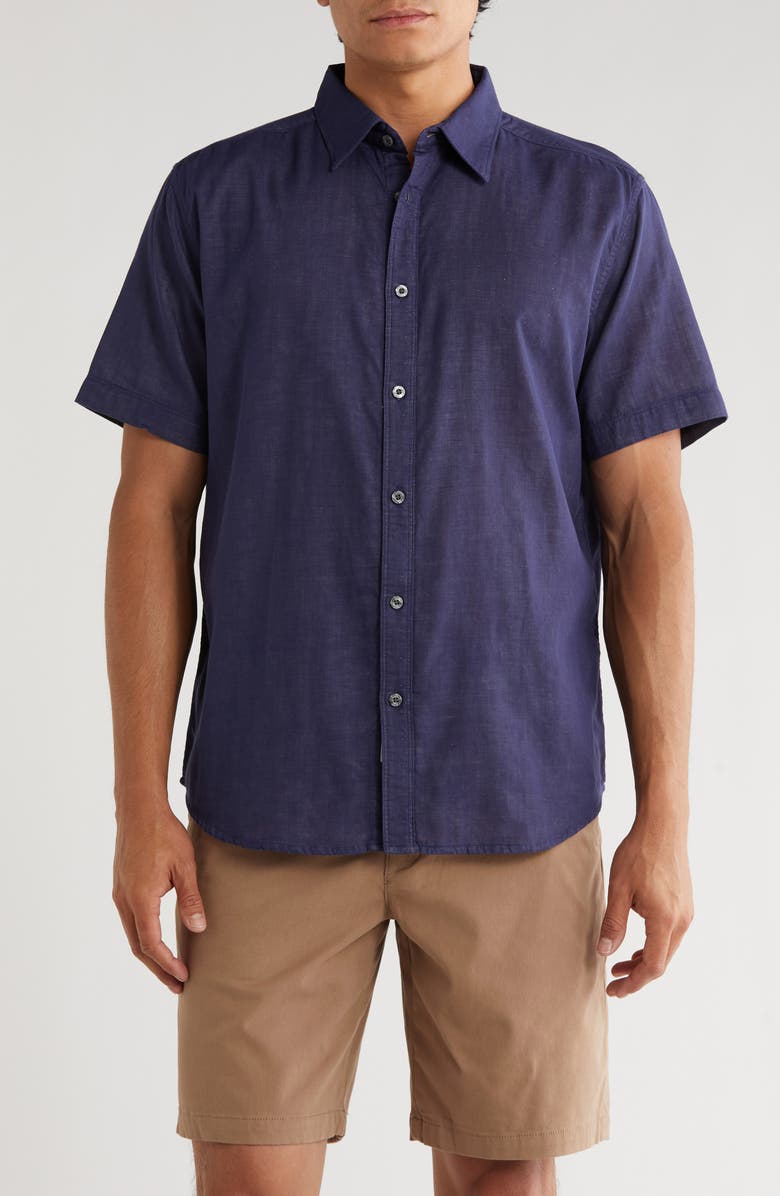 Coastaoro Encinitas Solid Short Sleeve Shirt, Main, color, Navy