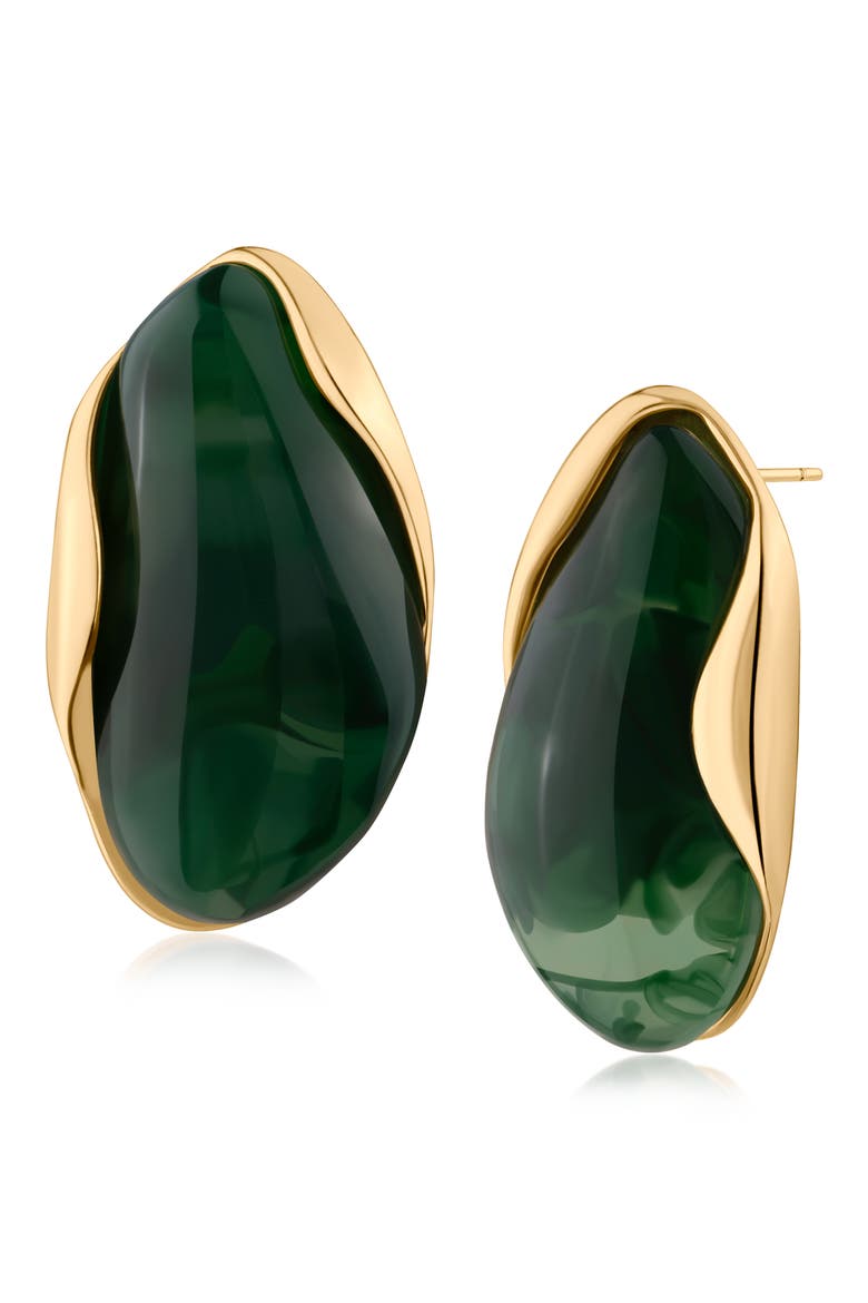 Organic Resin Statement Earrings, Main, color, GREEN/ GOLD