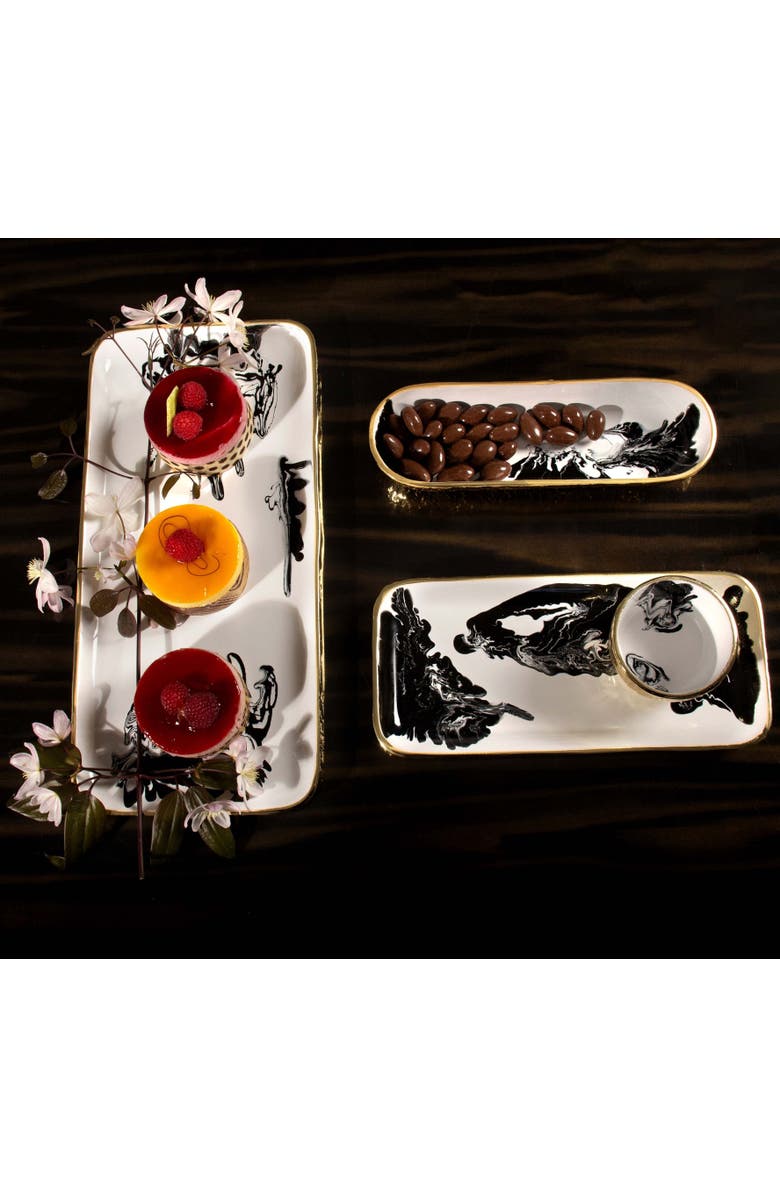 Lunares Bianco Nero Cracker Tray, Alternate, color, White