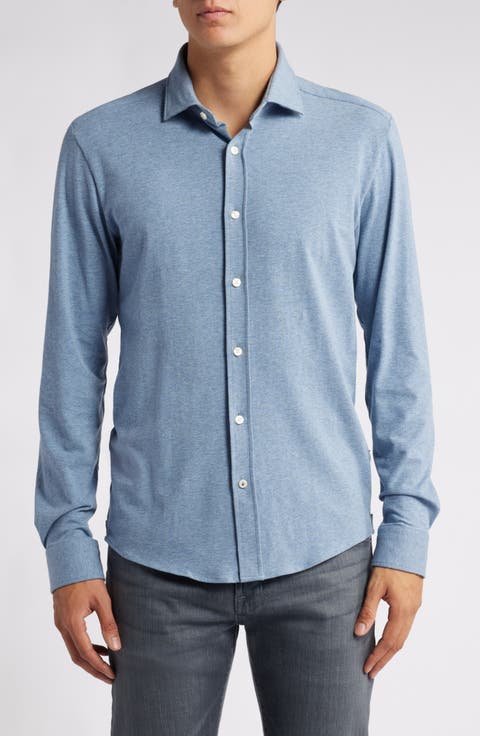 Roan Solid Stretch Cotton Button-Up Shirt