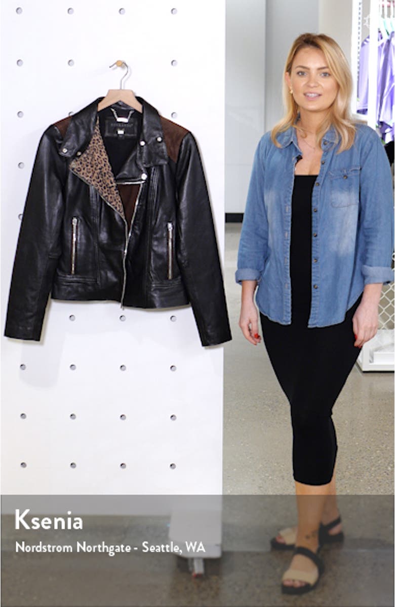 Mixed Media Leather Moto Jacket, sales video thumbnail