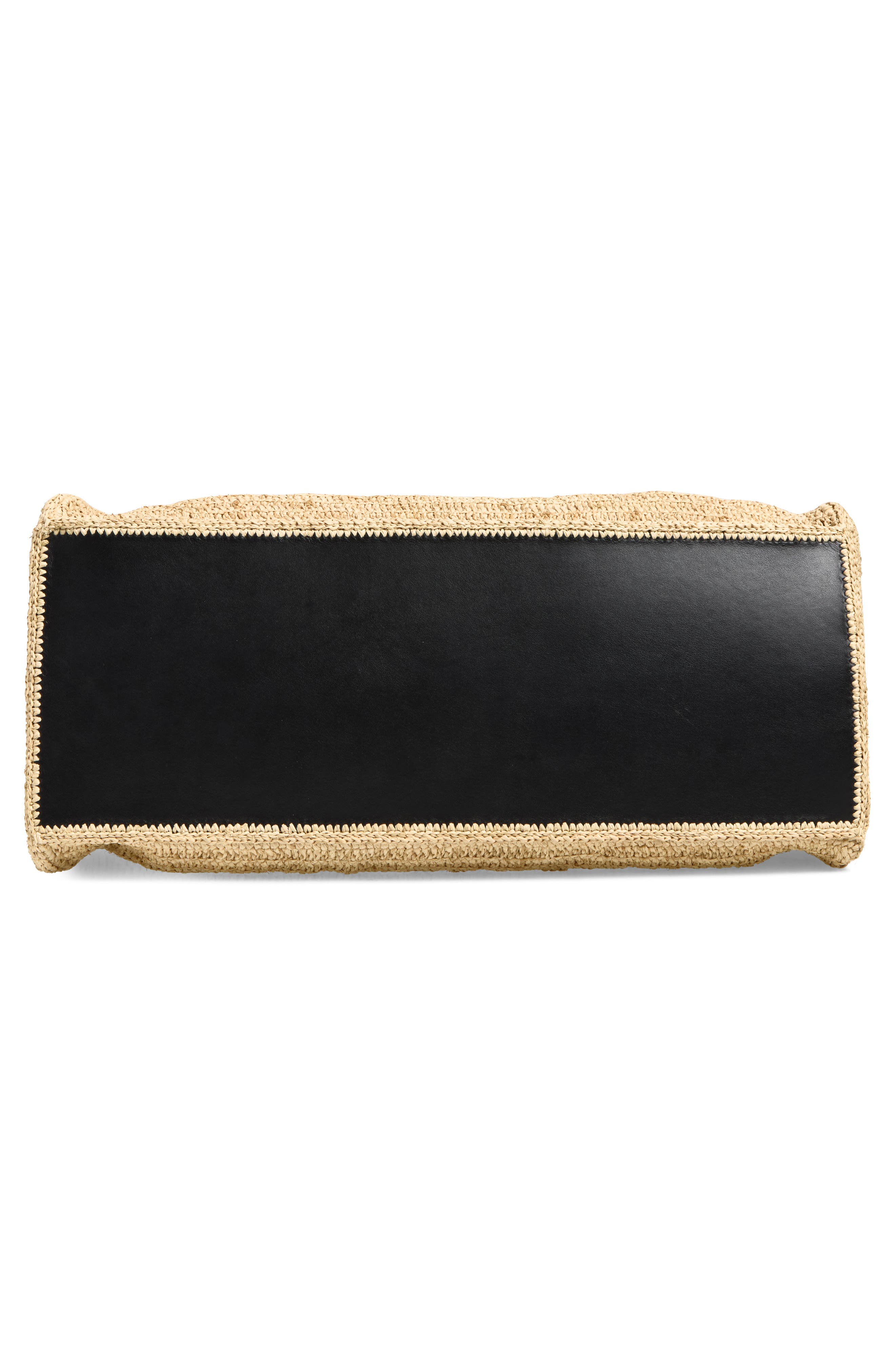 The Hudson Woven Raffia & Leather Top Handle Bag, Alternate, color, NATURAL/ BLACK