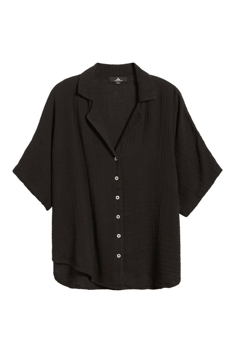 Premium Surf Cotton Gauze Button-Up Shirt, Alternate, color, BLACK