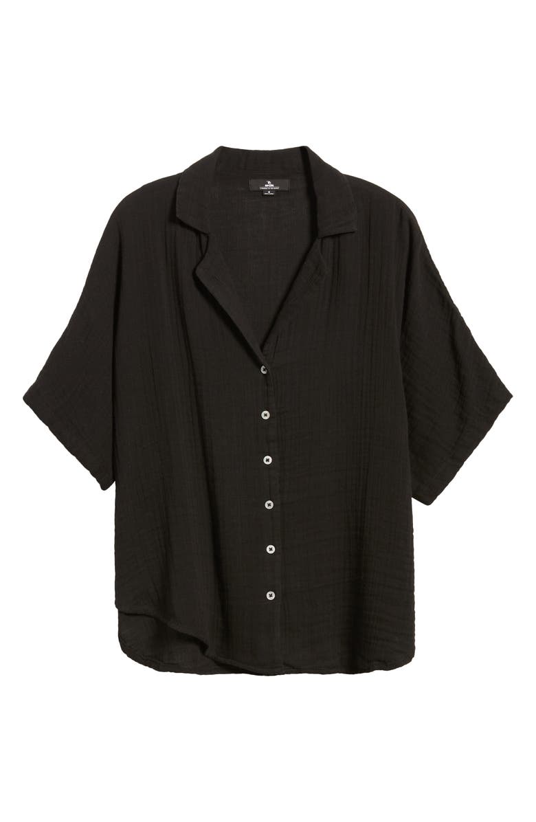 Rip Curl Premium Surf Cotton Gauze Button-Up Shirt, Alternate, color, Black