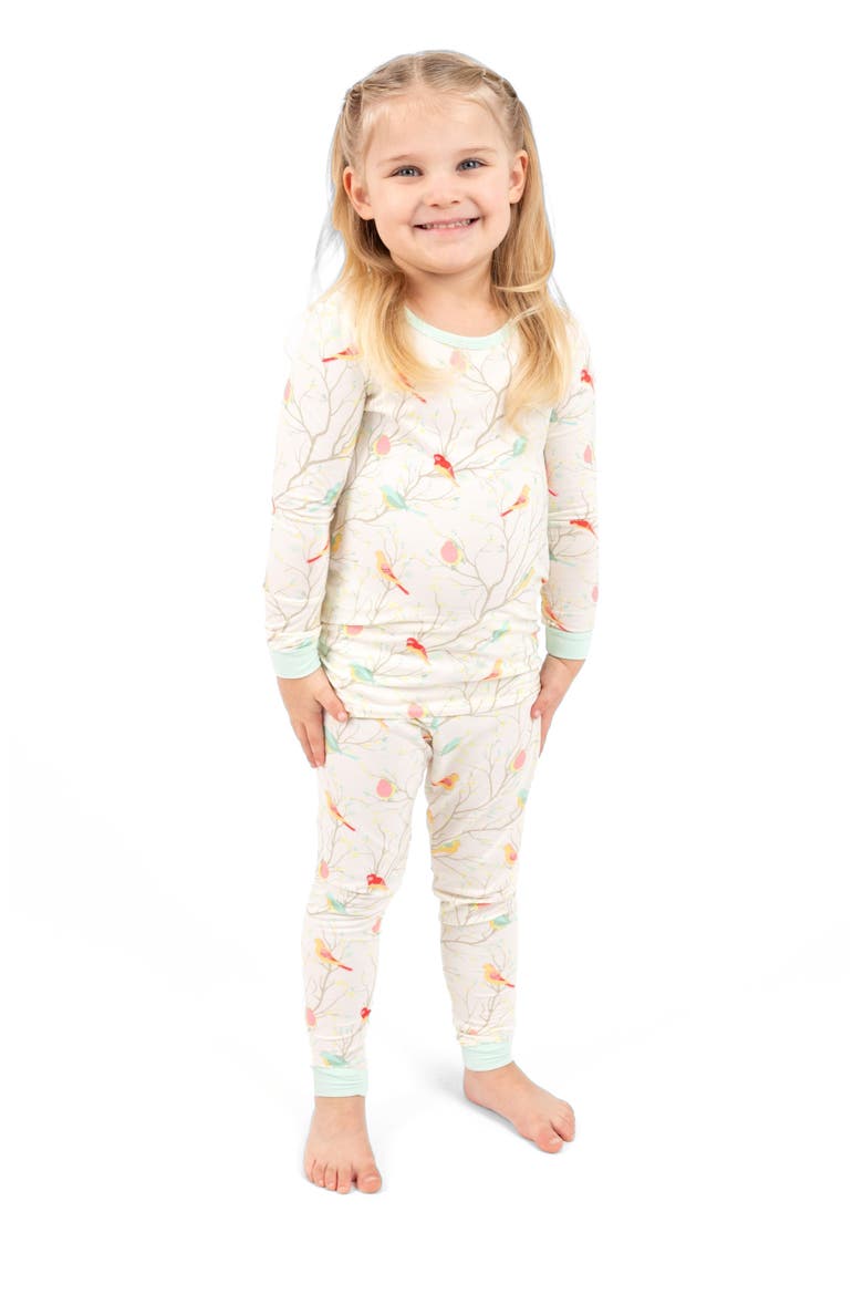 2-pc. Soft Stretch Viscose Matching Family Holiday Pajamas, Alternate, color, Birds Off-White