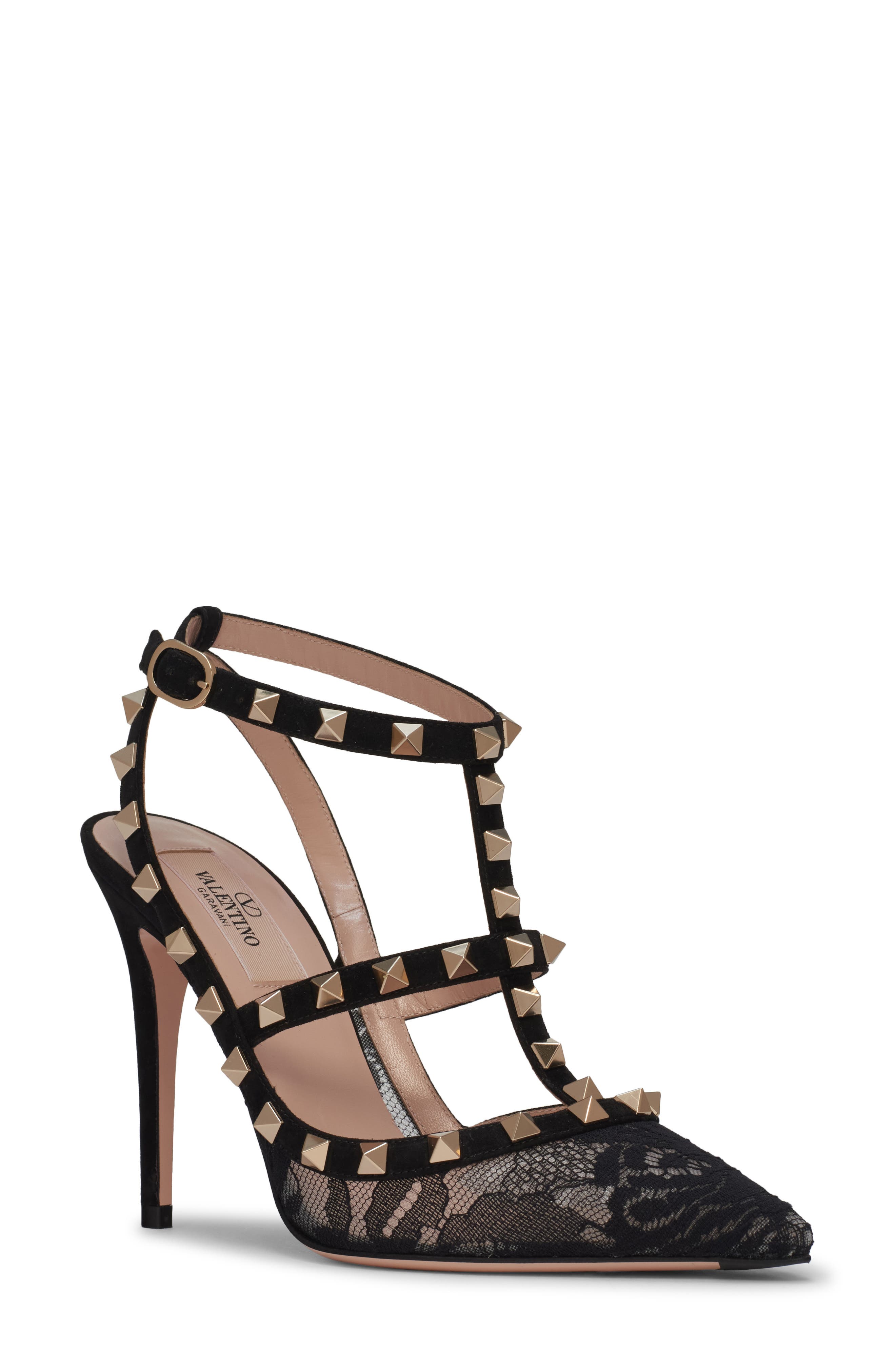 Valentino Garavani Rockstud Ankle Strap Pump, Main, color, 0No Nero