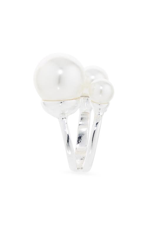 Nordstrom Rack Faux Pearl Cluster Ring In Silver