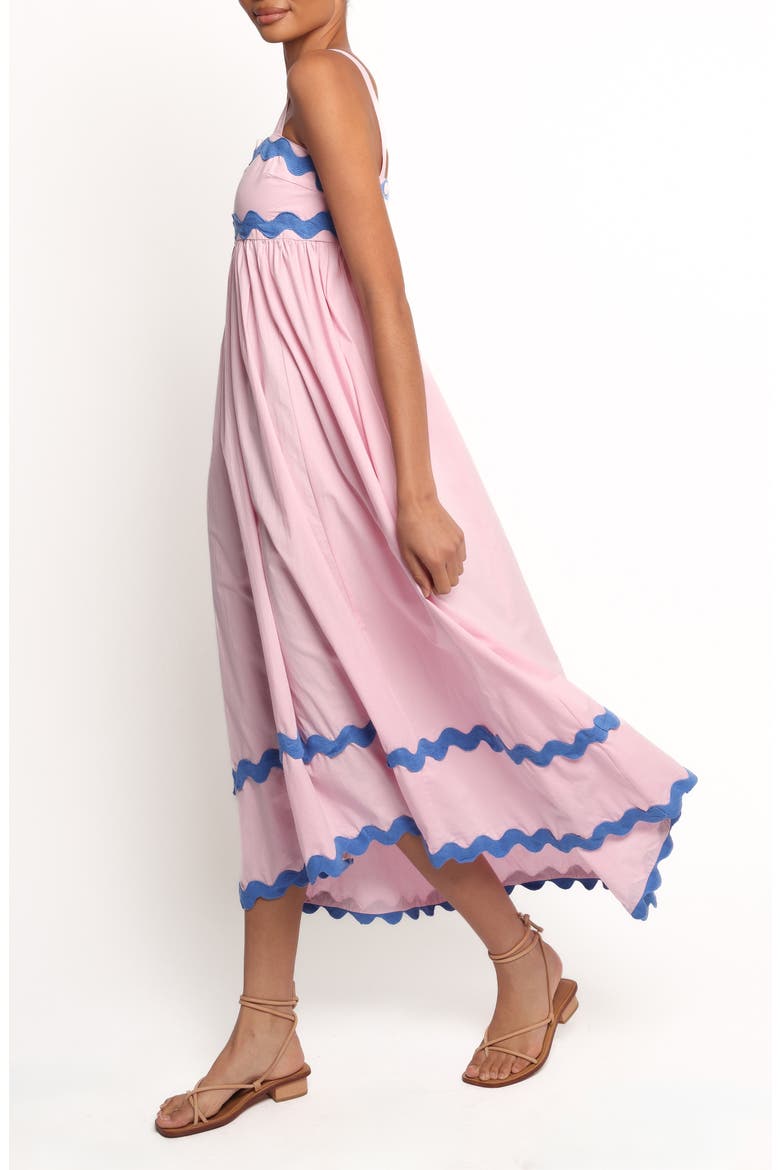 Reece Rickrack Trim Midi Dress, Alternate, color, PINK/BLUE TRIM