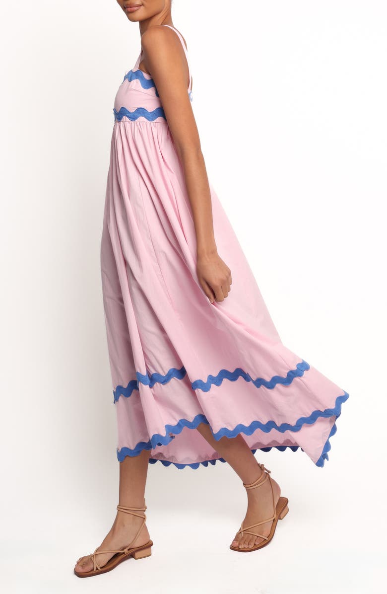 Petal & Pup Reece Rickrack Trim Midi Dress, Alternate, color, Pink/Blue Trim