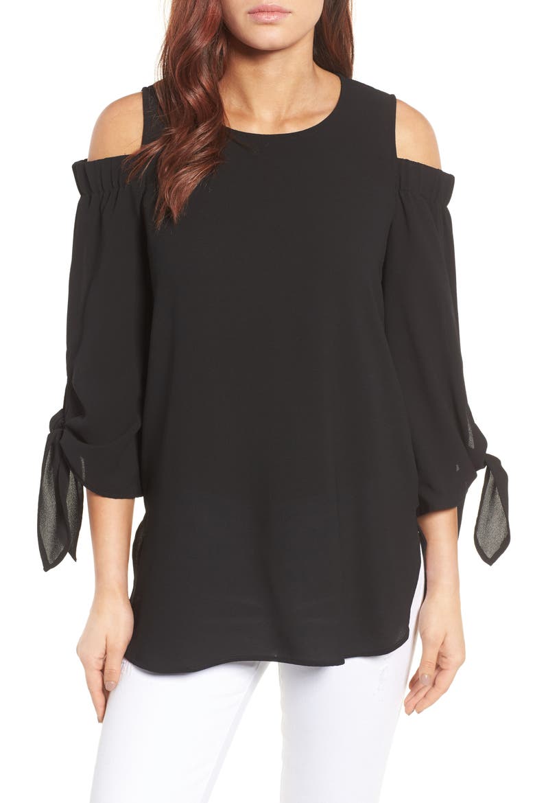 COLD SHOULDER TIBI, Main, color, BLACK