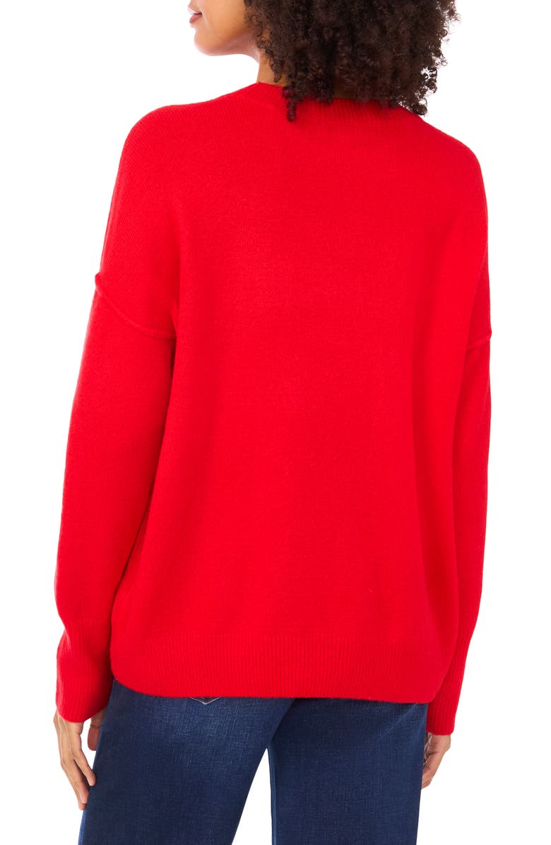 CeCe Feelin' Festive Sweater, Alternate, color, Bright Cherry/ Antique White