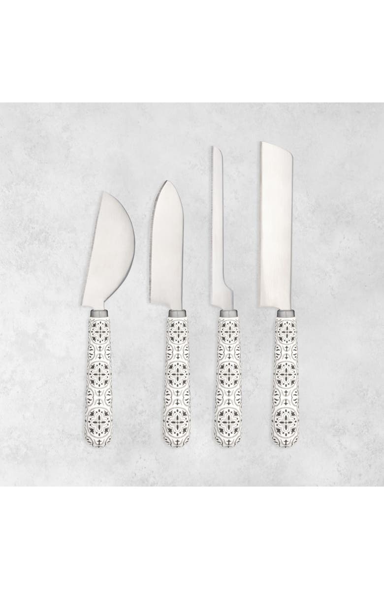 TWINE Tiles Cheese Knife Set of 4, Alternate, color, White