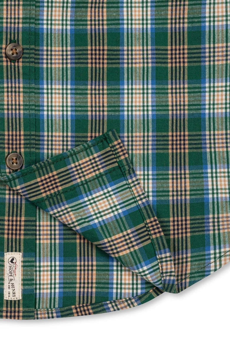 Kids' Long Sleeve Stretch Poplin Shirt, Alternate, color, Green Classic Plaid
