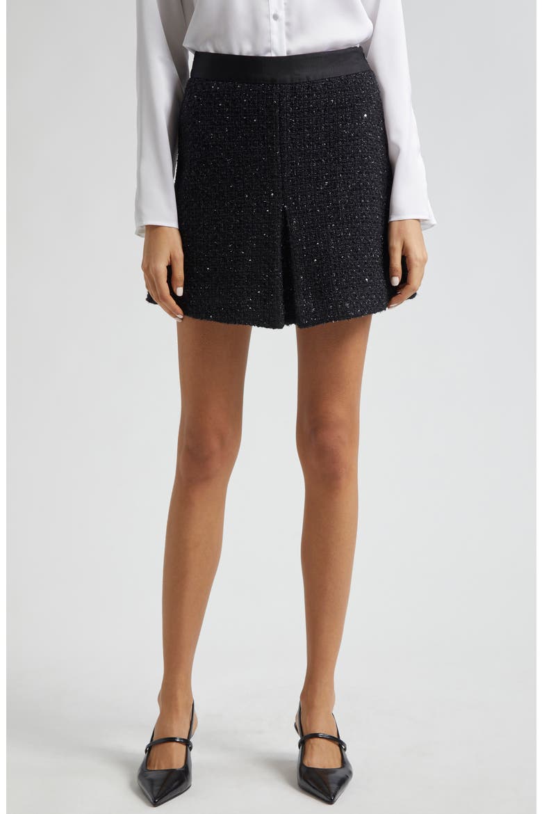 Metallic Tweed Miniskirt, Main, color, SOLID BLACK