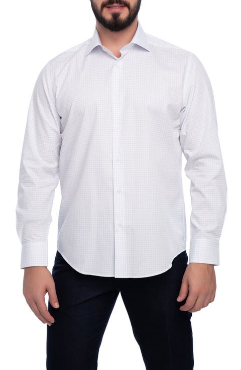 Grid Cotton Slim Fit Button Down Shirt