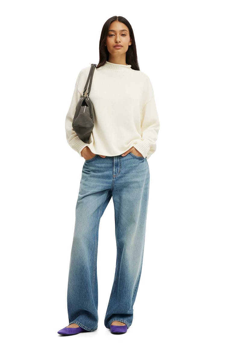 Women's Mila Mock Neck Sweater, Alternate, color, Porcelain
