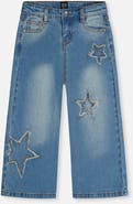 Deux par Deux Stretch Denim Frayed Star Embroidery Jeans