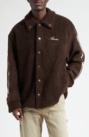 AMIRI Studded Bones Appliqué High Pile Fleece Overshirt