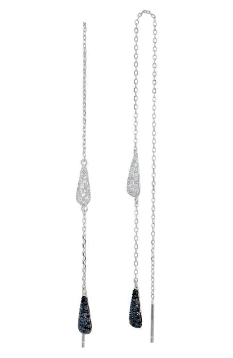 CZ Pavé Teardrop Threader Earrings