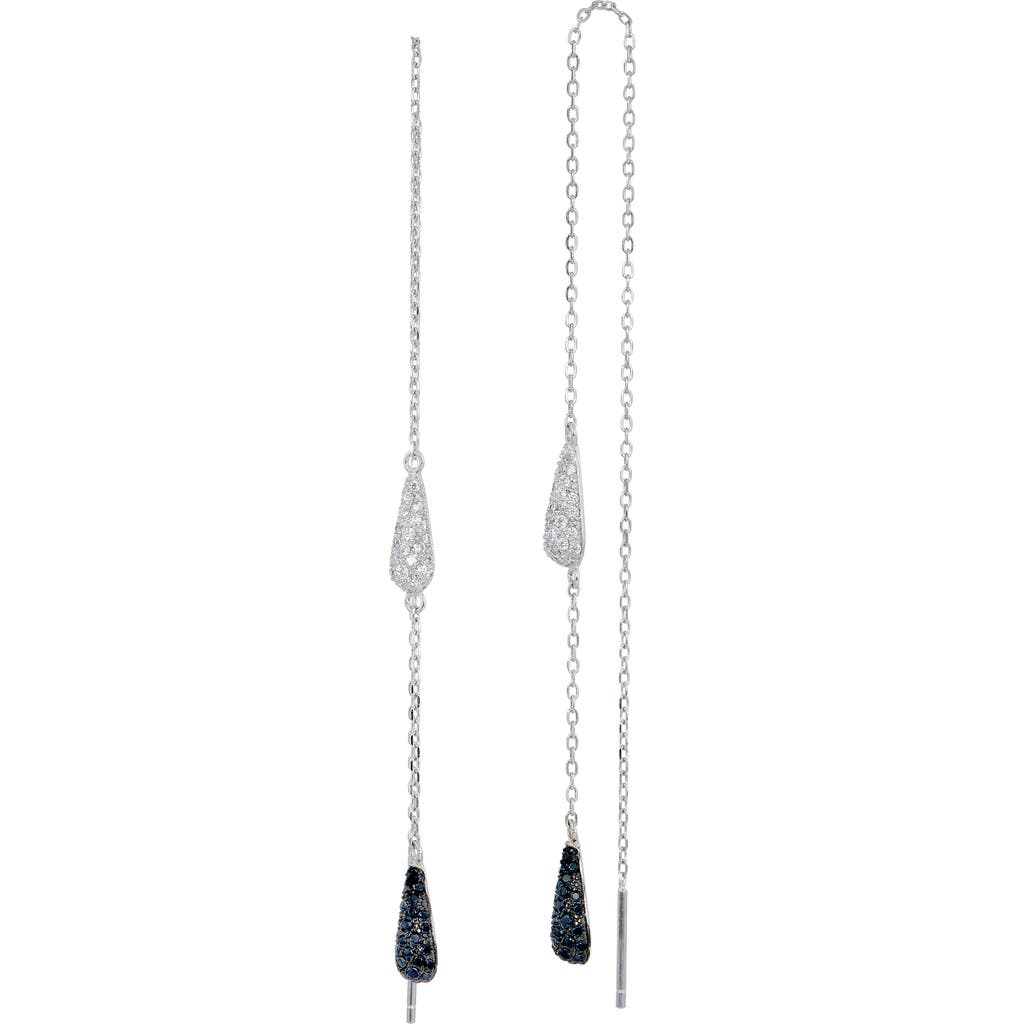 Savvy Cie Jewels Cz Pavé Teardrop Threader Earrings In Metallic