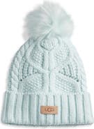 UGG® Faux Fur Pompom Cable Knit Beanie