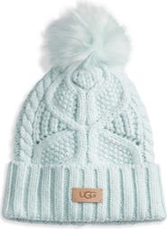 UGG® Faux Fur Pompom Cable Knit Beanie