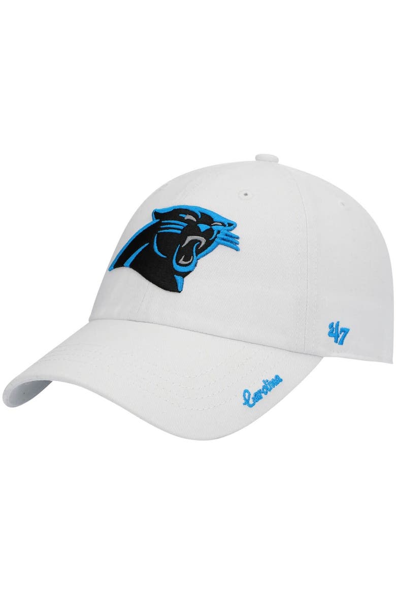 Women's '47 White Carolina Panthers Miata Clean Up Logo Adjustable Hat, Main, color, White