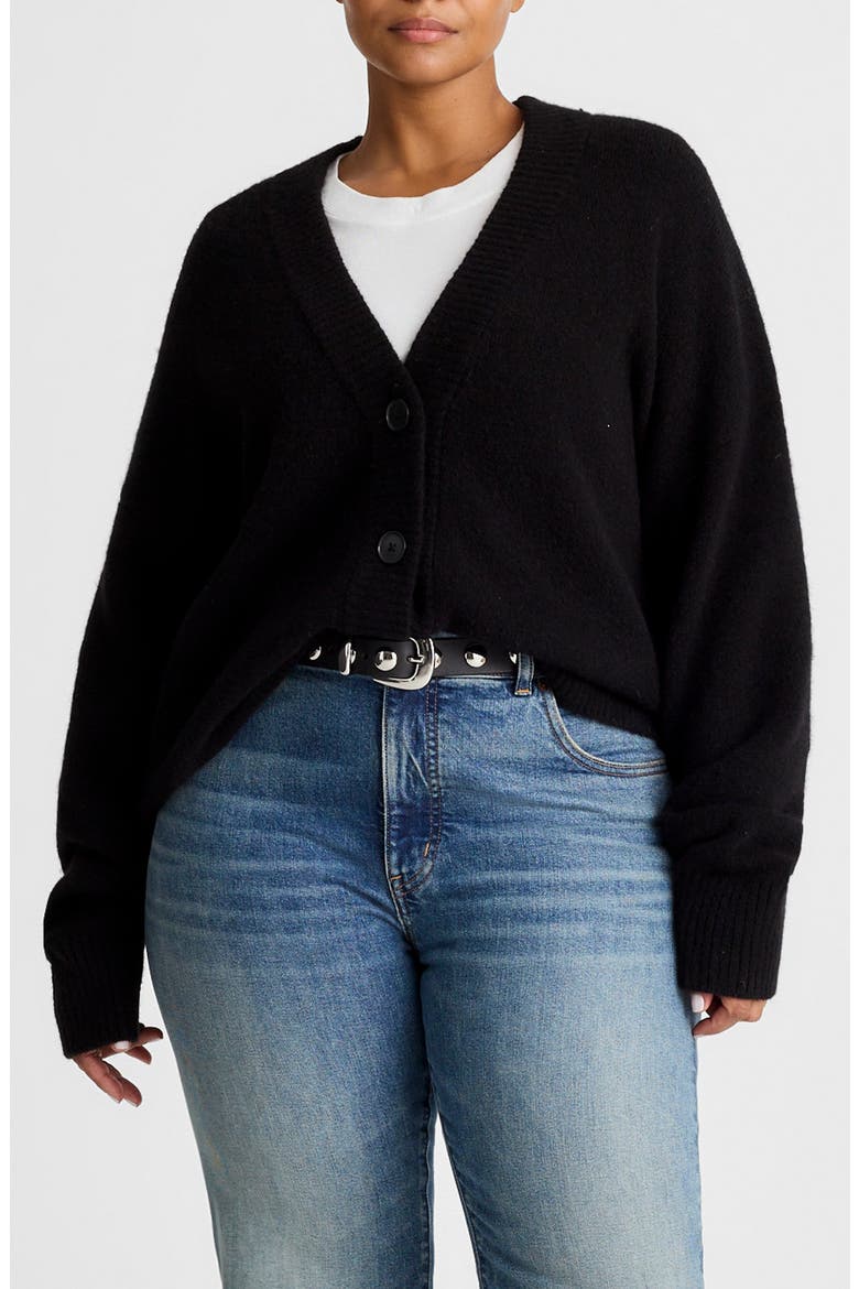 Drop Shoulder V-Neck Cardigan, Main, color, BLACK