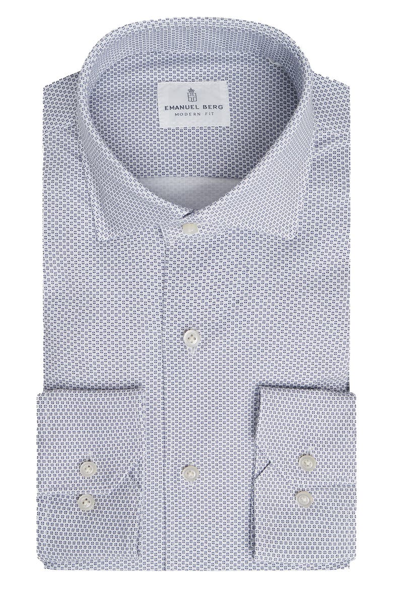 4Flex Stretch Modern Fit Microprint Knit Dress Shirt, Main, color, MEDIUM GREY