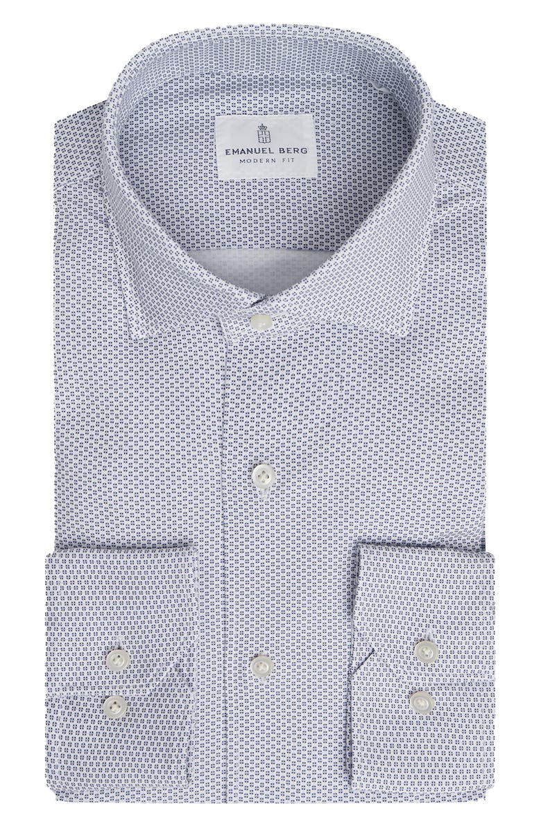 Emanuel Berg 4Flex Modern Fit Knit Dress Shirt, Main, color, Medium Grey