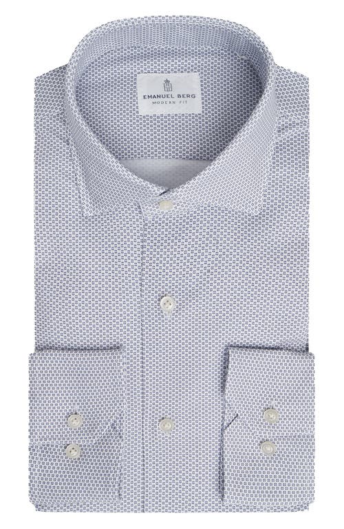Emanuel Berg 4flex Modern Fit Knit Dress Shirt In Blue