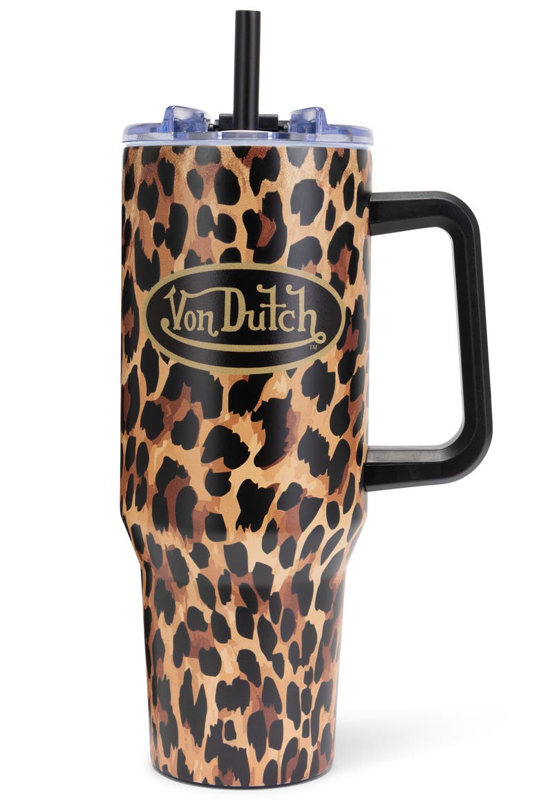 40oz Double Walled Insulated Stainless Steel Tumbler, Main, color, Leopard