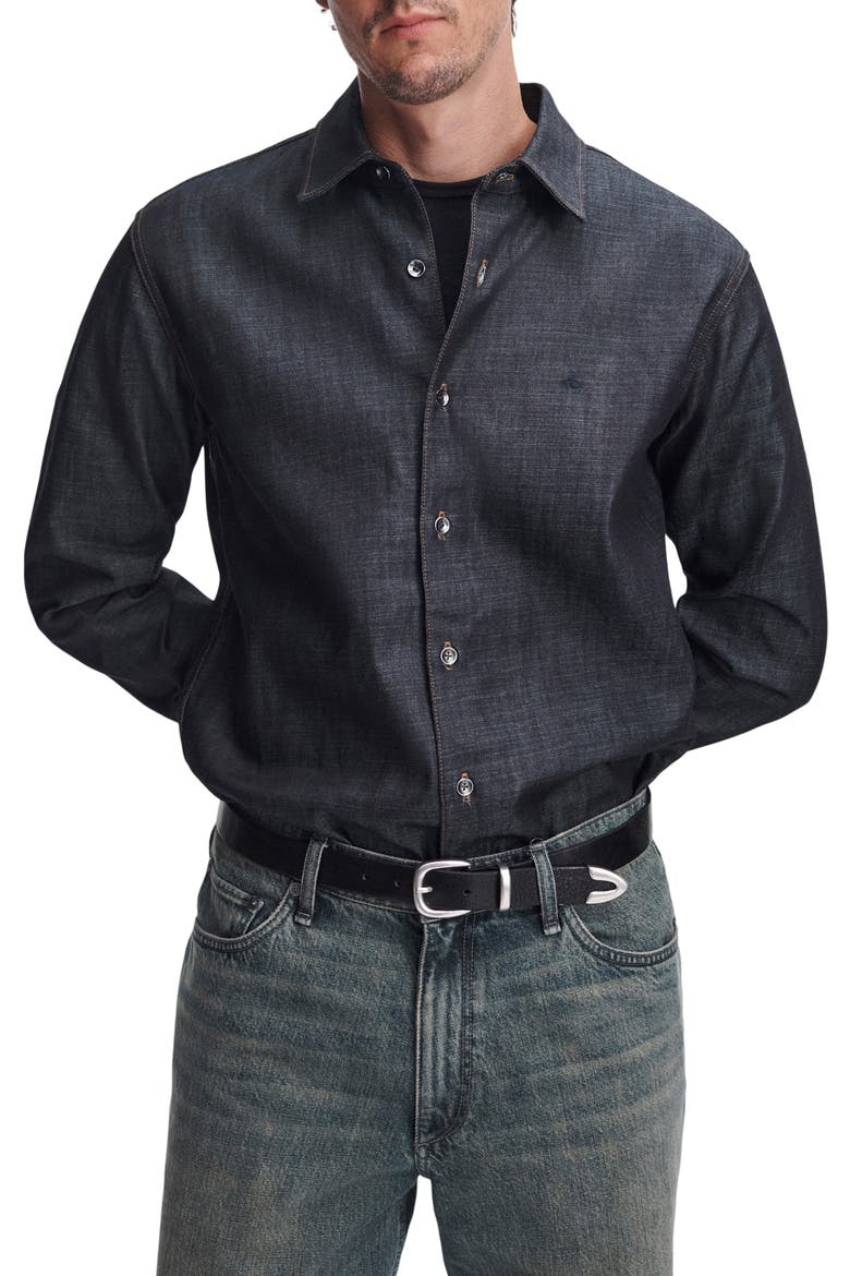 Classic Denim Button-Up Shirt, Main, color, RBRAW