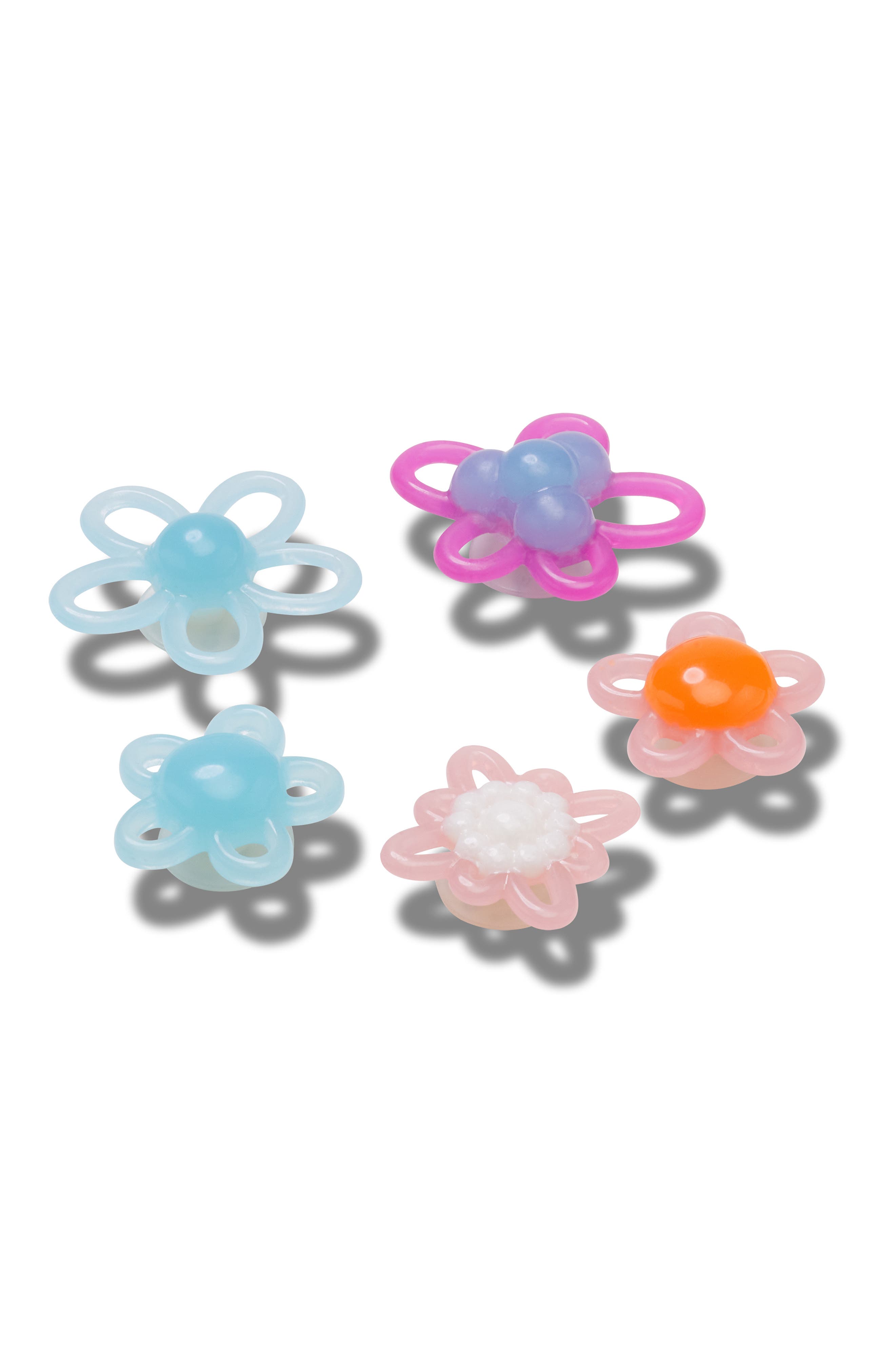 Kids' Assorted 5-Pack Vibrant Blossom CROCS Shoe Charms, Alternate, color, WHITE