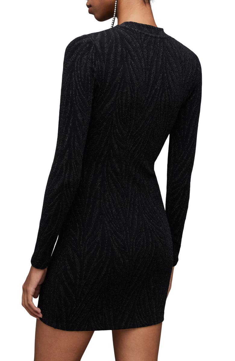 AllSaints Amaya Metallic Long Sleeve Minidress, Alternate, color,