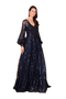 V Neckline Long Sleeve Gown