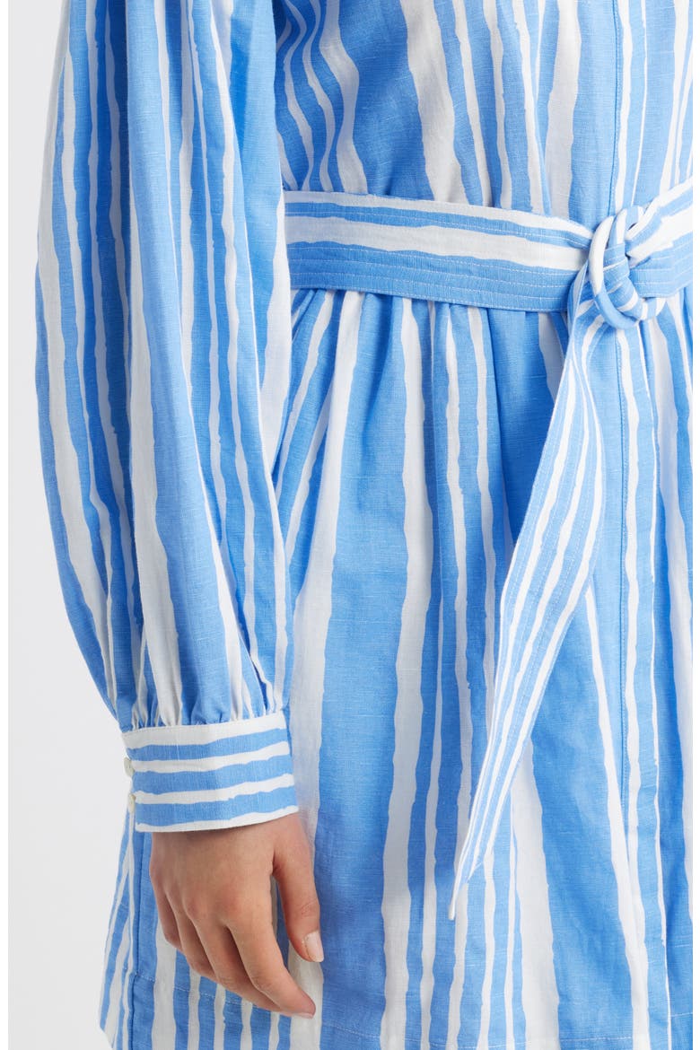 Tiana Stripe Long Sleeve Cotton & Linen Shirtdress, Alternate, color, VECCHIO STRIPE PRINT BLUE