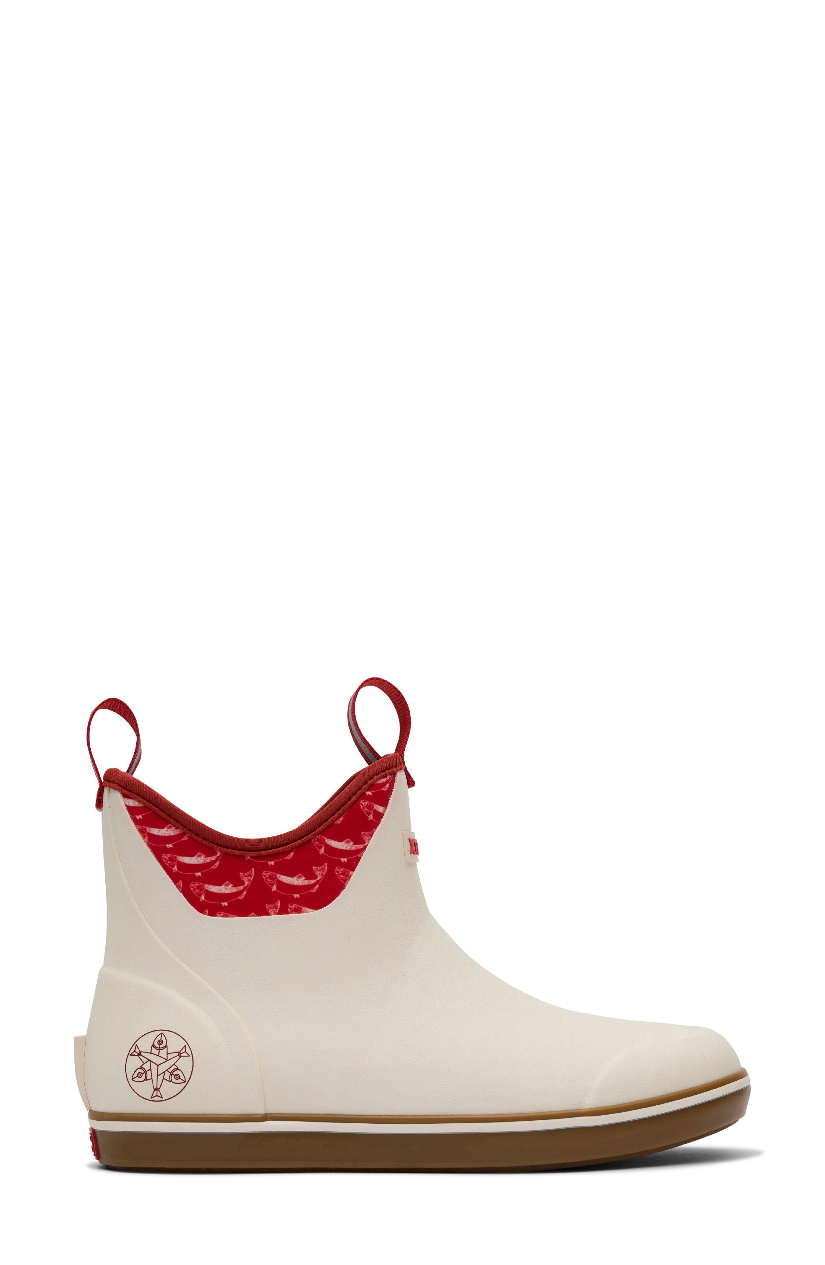 x Salmon Sisters Waterproof Ankle Deck Boot, Alternate, color, IVORY/ FIRE SALMON PRINT