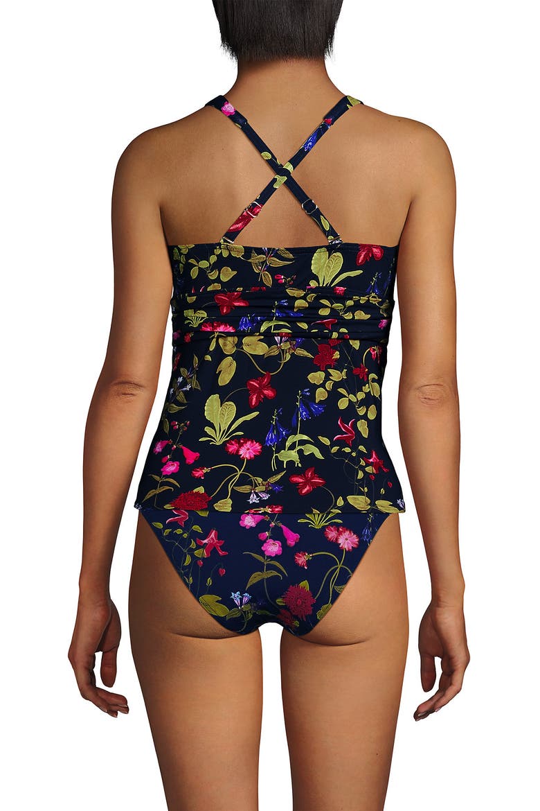 Chlorine Resistant Plunge X-Back Tankini Swimsuit Top, Alternate, color, Deep Sea Multi Garden Floral