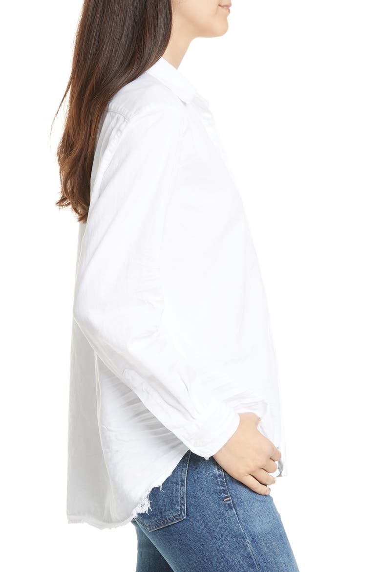 Eileen Relaxed Button-Up Shirt, Alternate, color, WHITE TATTERED WASH DENIM