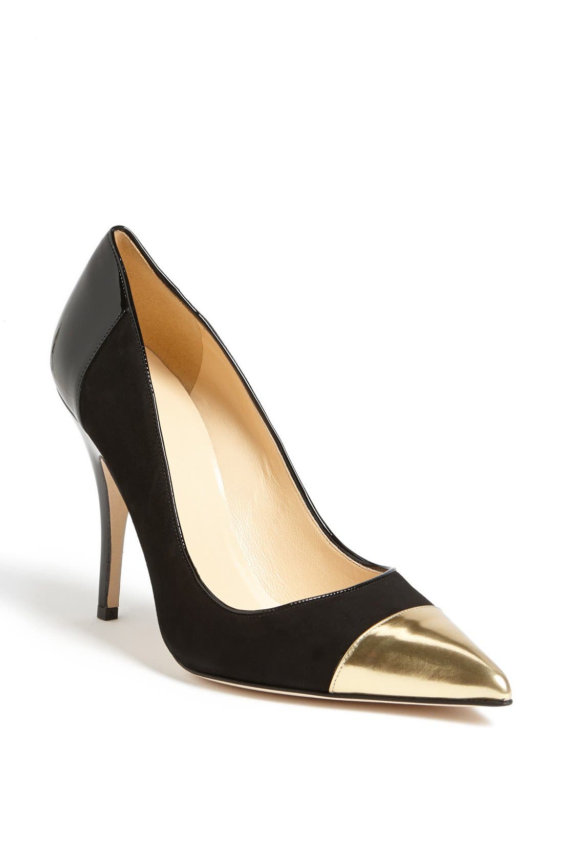 'liberty' pump, Main, color, BLACK SUEDE/ GOLD SPECCHIO
