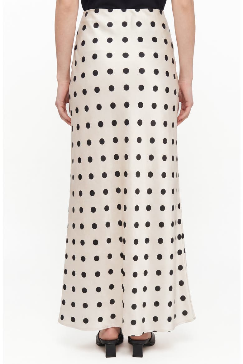 Melanie Satin Maxi Skirt, Alternate, color, IVORY/ BLACK POLKA DOT