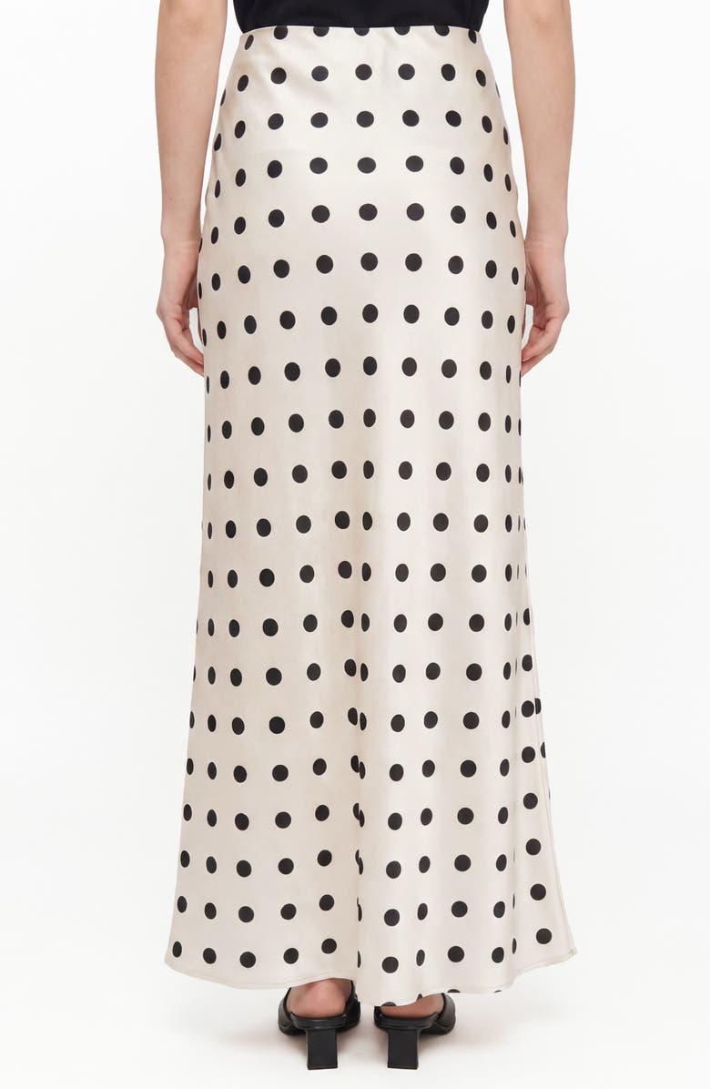 Love By Design Melanie Satin Maxi Skirt, Alternate, color, Ivory/ Black Polka Dot