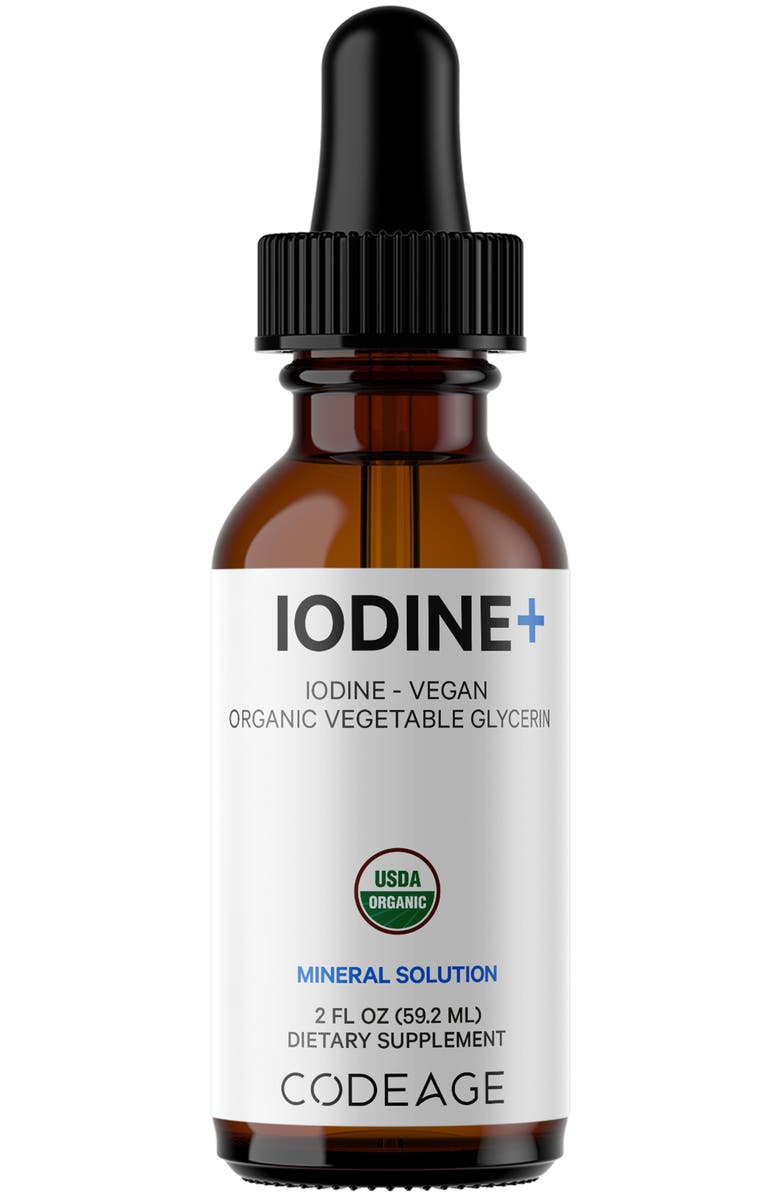 Codeage Iodine Liquid - USDA Organic Vegan Mineral Drops, Main, color, White
