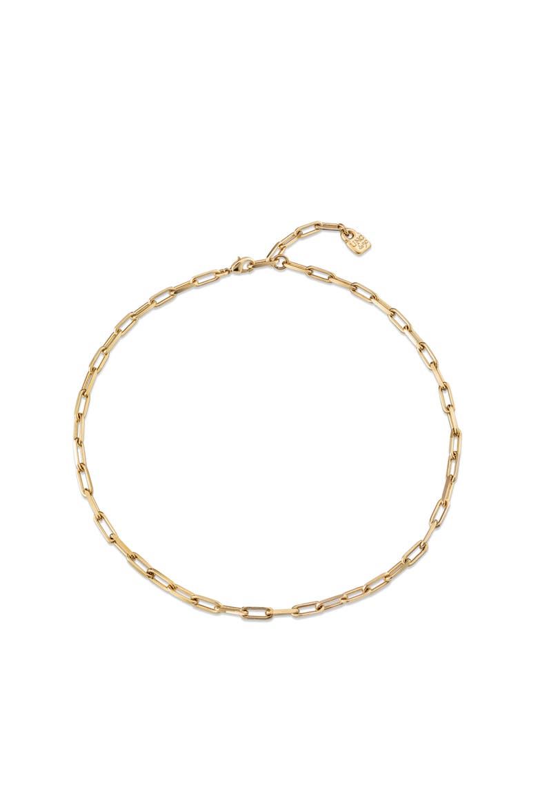 Mini Linkline Charm Necklace, Main, color, Gold