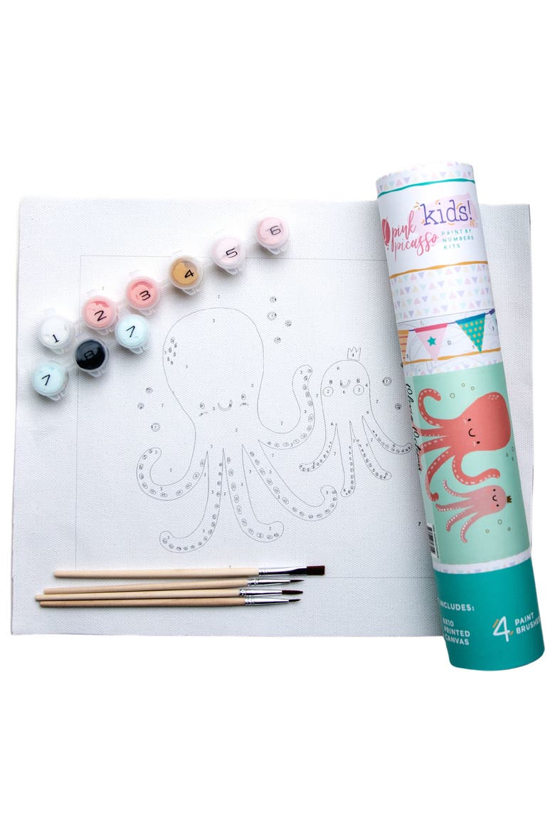 Olivia Octopus Paint-by-Numbers Kit, Main, color, Pink / Light Blue